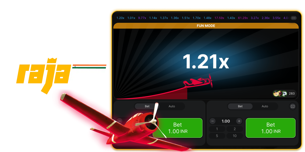 Aviator game crash on Rajabets website in India