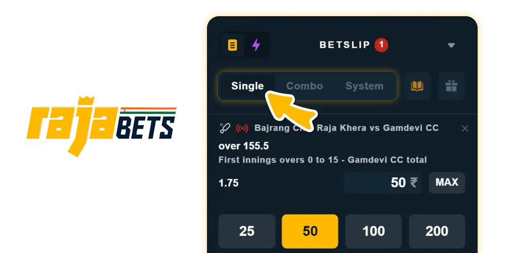 Sports betting types on the Rajabets platform in India